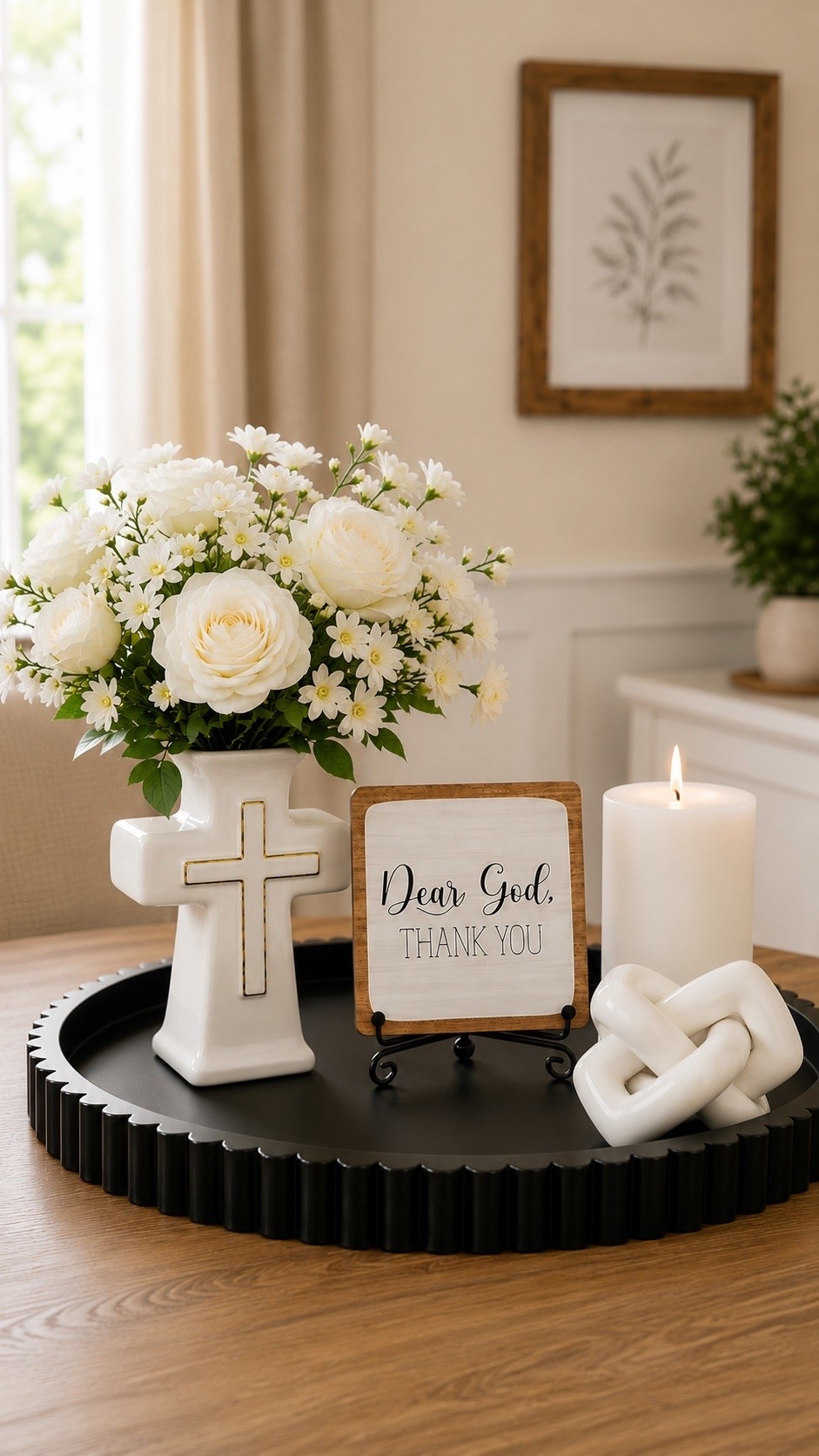 I’m loving this peaceful centerpiece for our table! It adds a touch of elegance and faith to our home!!🍃

#LTKHome #LTKSaleAlert #LTKSeasonal