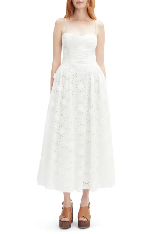 Bardot Estie Broderie Anglaise Cotton Maxi Dress in Orchid White at Nordstrom, Size 8 | Nordstrom