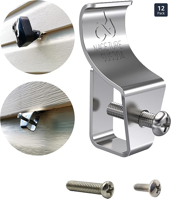 Vinyl Siding Hooks (12 Pack) - Heavy Duty No-Hole Needed Screws, Stainless Steel Hanger for Mount... | Amazon (US)