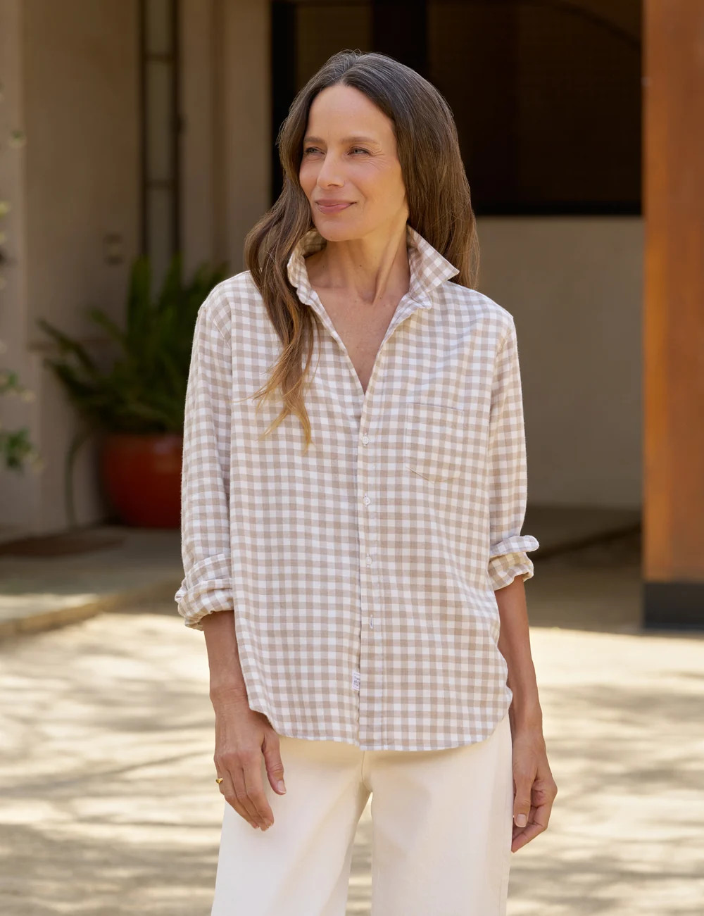 EILEEN Latte and Cream Gingham, Italian Cashmere Touch | Frank & Eileen