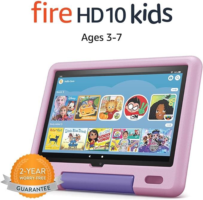 Amazon Fire HD 10 Kids tablet, 10.1", 1080p Full HD, ages 3–7, 32 GB, Lavender | Amazon (US)