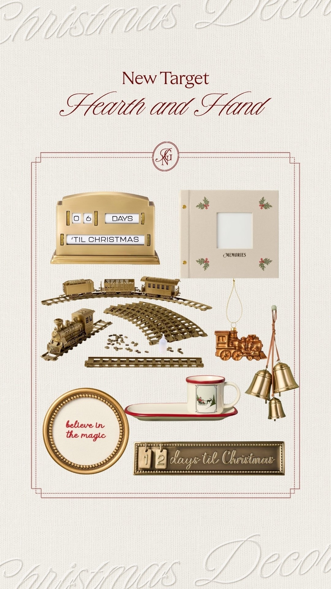 An heirloom-inspired Christmas with Hearth & Hand by Magnolia. 🔔 Rich brass tones, classic holiday reds and nostalgic details for a home that feels timeless and beautifully festive.

#hearthandhand #targetchristmas #magnoliahome #christmasdecor #holidaydecor #vintagechristmas #traditionalchristmas #brassdecor #christmasstyling

#LTKSeasonal #LTKHome