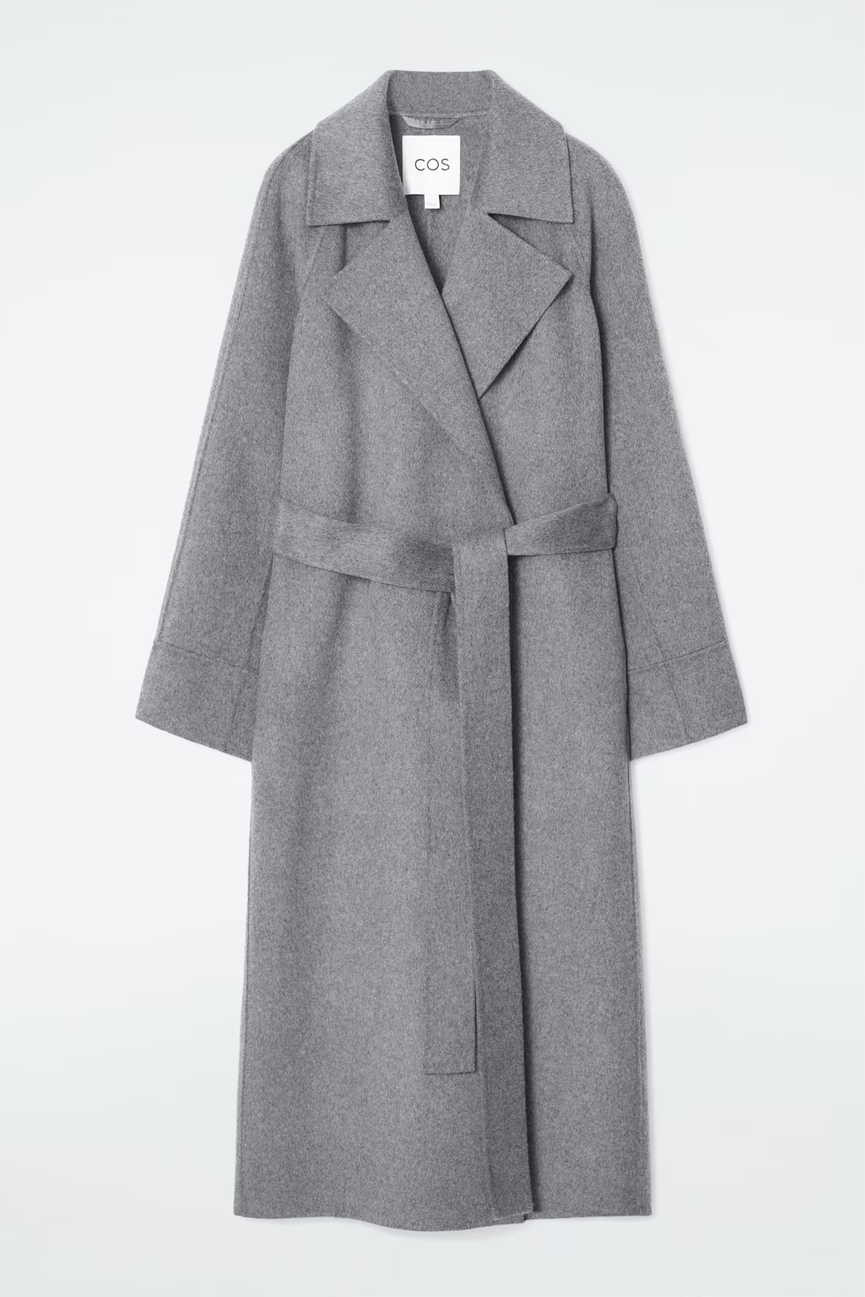 BELTED DOUBLE-FACED WOOL LONG COAT - GREY | COS CY | COS (EU)