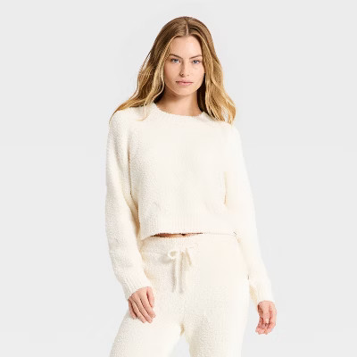 Women's Valentine's Day Embossed Boucle Sweatshirt - JoyLab™ Cream XL | Target