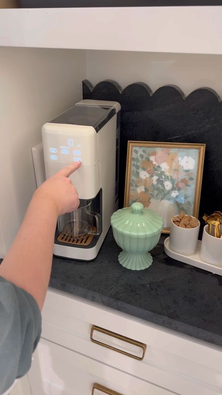 I think I now own the entire beautiful line from @walmart  😂🙈 #walmartpartner I’ve been wanting to try this single serve coffee pot so I had to get it for my new coffee cabinet, since I have the matching microwave. It has a full water reservoir, grounds whole beans OR uses ground coffee and has a super slim look for maximum counter space! I also love how hot if brews your coffee! 😋 linking all of my favorite coffee bar finds seen in this video from walmart on my ltk! #iywyk 

#LTKhome #LTKfindsunder50 #LTKSeasonal