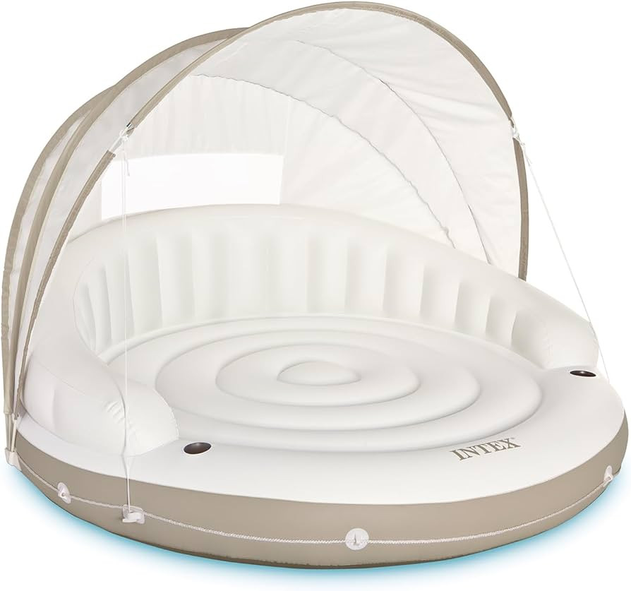 INTEX 58292EP Canopy Island Inflatable Pool Float: Comfortable Lounge Surface – Built-In Cup Ho... | Amazon (US)