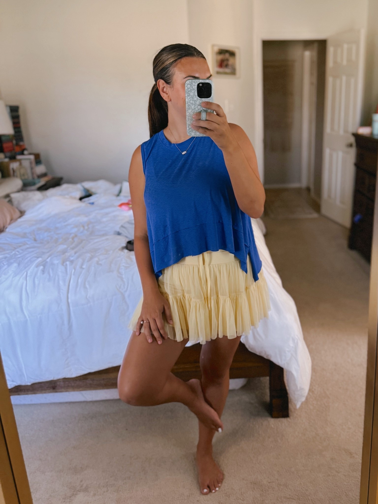 Weekend outfit 💙💛 medium in my free people tank and large in my yellow skort! 

#LTKFindsUnder100 #LTKActive #LTKMidsize