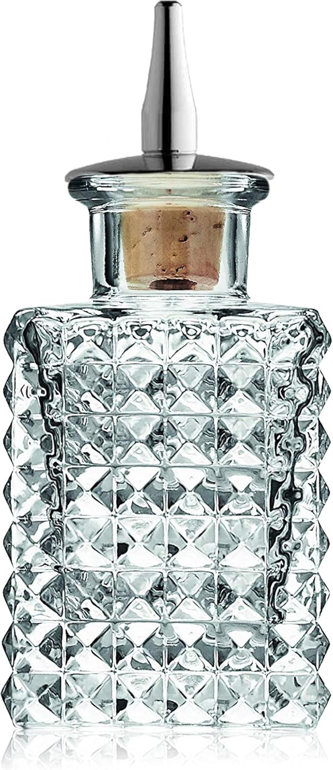 Amehla Cocktail Bitters Bottle - Vintage Square Glass Design with Cork and Stainless Steel Dasher... | Amazon (US)