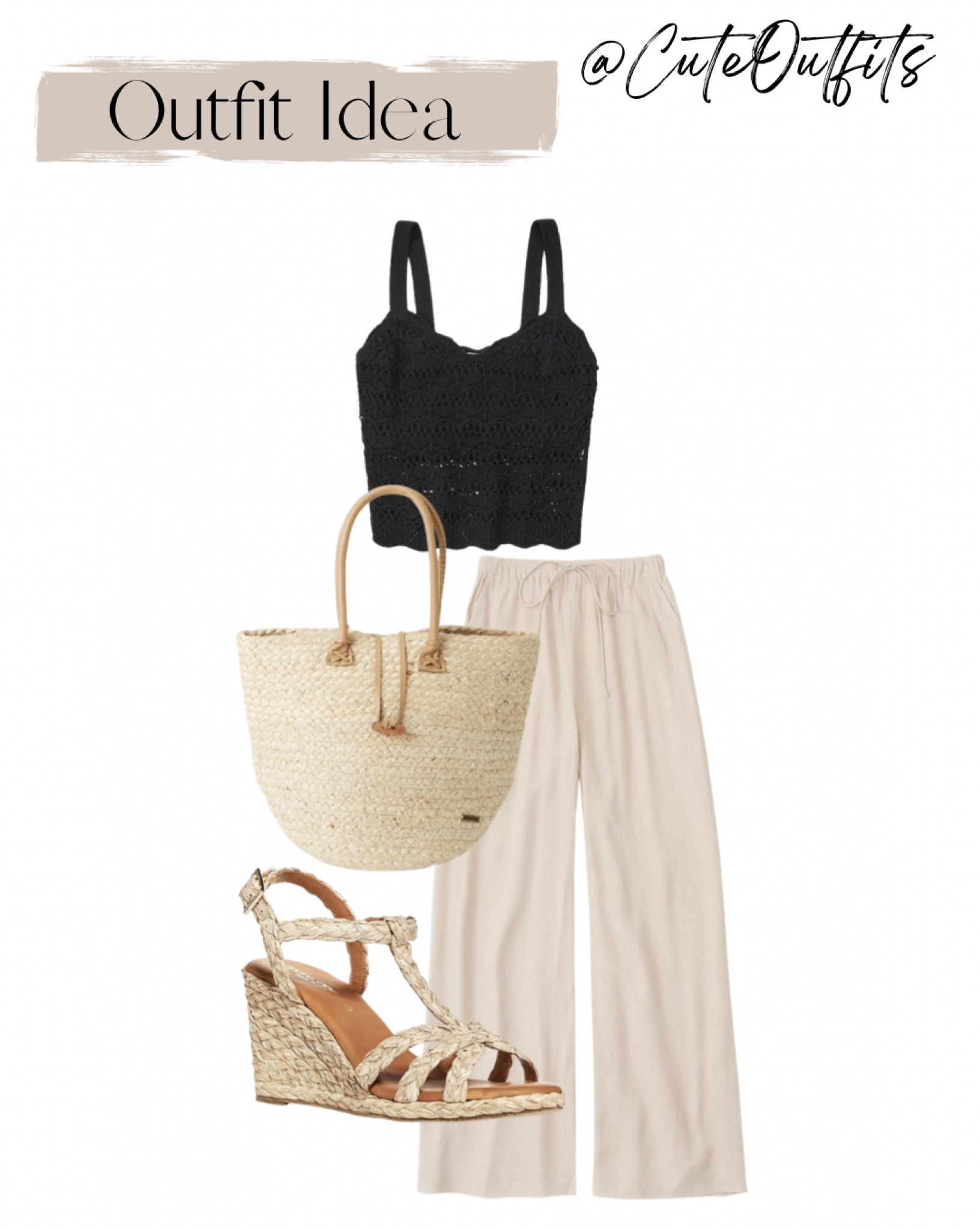 Black crochet top
Cream / white pants 
Wedge sandals 
Straw bag 

.
.

black top black tank top winter tops spring tops beach pants cream pants white pants outfit pull on pants spring tops spring pants beach vacation outfits beach outfits beach cover up beach coverup swim cover up swim coverup swimsuit coverup swimsuit cover up high waisted bikini palm springs beach vacation dress vacation style vacation wear vacation outfits resort wear 2022 resortwear resort dress resort outfits resort vacation beach resort style palm springs hawaii vacation outfits hawaii outfits hawaii vacation outfits bahamas mexico outfits mexico vacation outfits cancun outfits cabo outfits cabo vacation spring outfits spring dress spring break 2023 spring 2023 wedges straw sandals tan sandals white sandals outfit trending shoes trendy outfits 2023 trends 2023 fashion 2023 trends spring 2023 fashion spring 2023 outfits summer 2023 resort 2023 winter 2023 beach vacay vacation wear vacation looks beach vacay vacation wear vacation looks summer paradise summer vacation outfits summer outfits 2022 summer outfits 2023 summer dress summer fashion Easter outfit Easter outfits Easter 2023 spring break outfits spring break outfit cruise outfits cruise wear cruise dress cruise fashion cruise vacation spring break fashion spring break essentials spring break college spring break must haves spring break tops spring break outfits 2023 spring sandals 2023

#LTKtravel #LTKunder100 #LTKSeasonal