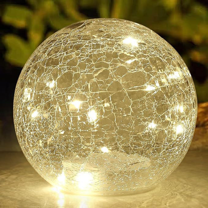 Crackle Globe LED Lamp Battery Operated, Lighted Glass Orb for Festival Christmas Decoration, Gol... | Amazon (US)