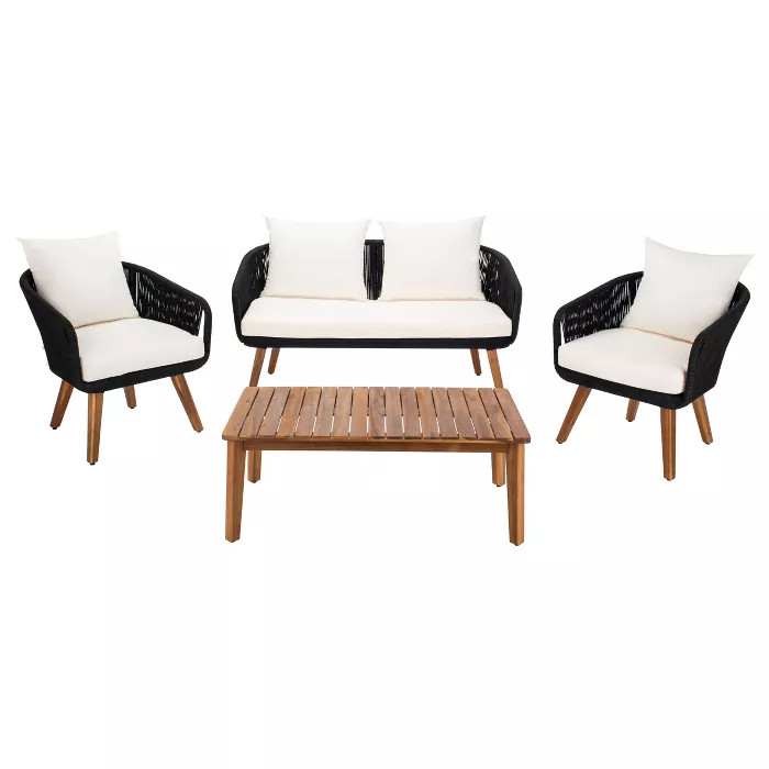Prester 4pc Living Set - Black/Beige/Natural - Safavieh | Target