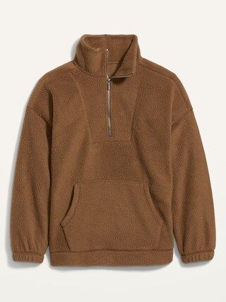 Cozy Sherpa Half-Zip Tunic Sweatshirt for Women | Old Navy (US)