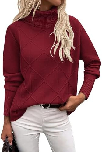 Zeagoo Women's Turtleneck Sweater Fall Winter 2025 Long Sleeve Chunky Knitted Trendy Pullover Top... | Amazon (US)