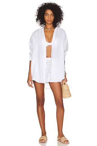 Rio Tunic | Oversized White Button Down Shirt White Shorts Outfit Beach Vacation Shorts Outfits | Revolve Clothing (Global)