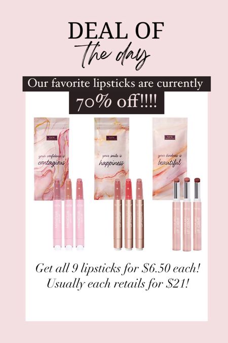 Lightening deal! Get 9 lipsticks for 70% off 

#LTKbeauty #LTKsalealert #LTKHoliday