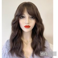Ash Brown Wavy Wig With Bangs | Her Closet Gabriella | Etsy (US)