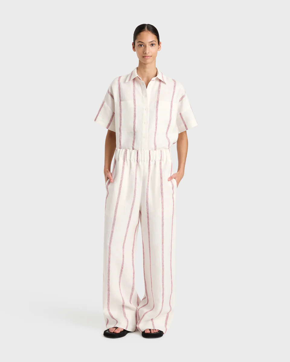 BONDI BORN® | Kiama Universal Pant in Red Stripe | Luxury Linen | BONDI BORN