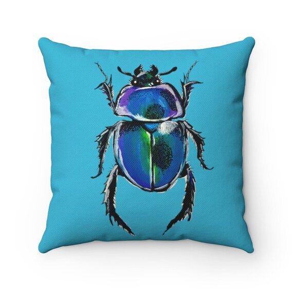 Blue Beetle Accent Throw Pillow | Etsy (US)