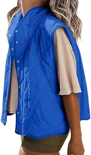 Veatzaer Womens Puffer Vest Cropped Quilted Stand Collar Lightweight Jacket Sleeveless Button Dow... | Amazon (US)