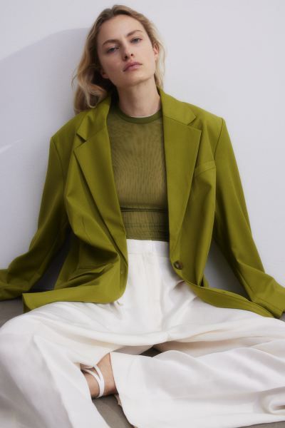 Oversized blazer - Olive green - Ladies | H&M US | H&M (US + CA)