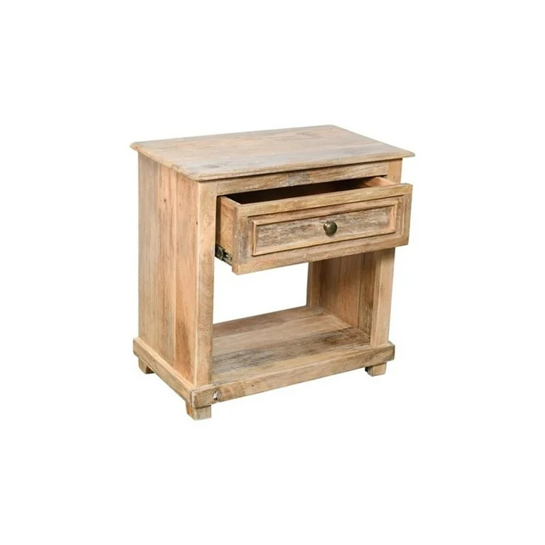 Jenna 1-Drawer Solid Wood Nightstand With Metal Glides in Natural Finish | Walmart (US)