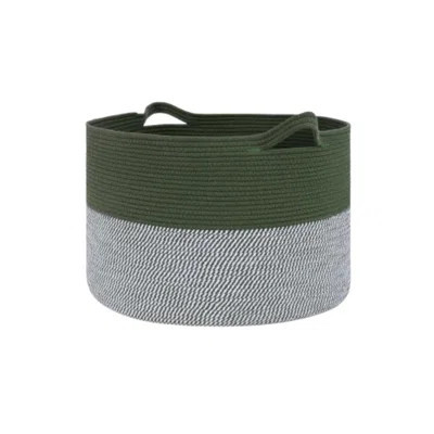 Xxxlarge Green & White Woven Cotton Rope Blanket Basket | Wayfair North America