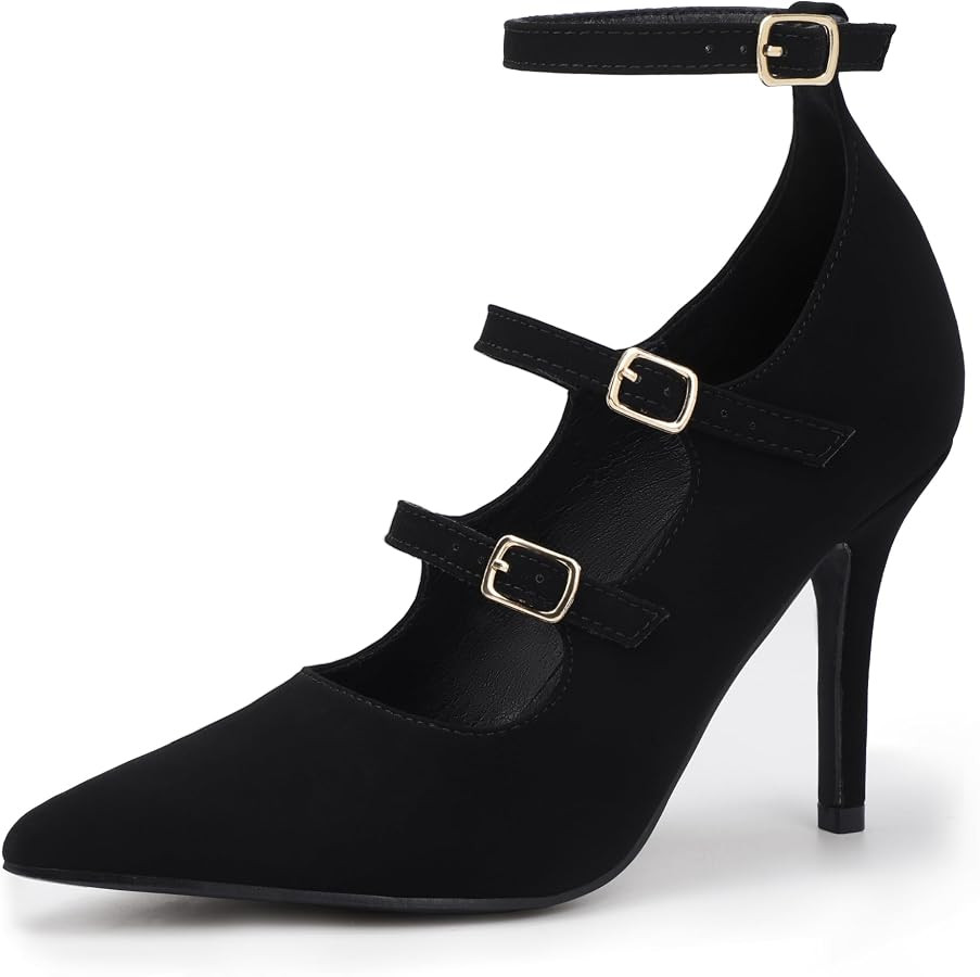 IDIFU IN4 Women's Pumps High Heels Dress Shoes for Women Closed Toe Strappy Heels Wedding Comfort... | Amazon (US)