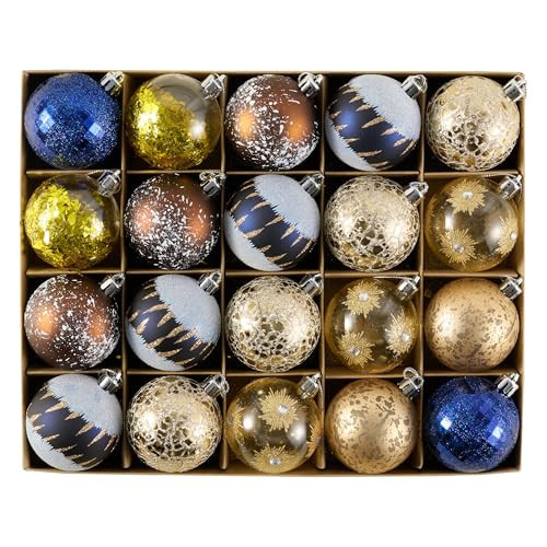 DecorbyHannah Blue Copper Gold Christmas Ornaments, 20ct 2.36 inch Ball Ornaments for Christmas Tree Decorations, Shatterproof Plastic Decorative Hanging Balls Bulk for Xmas Party Holiday Table Decor | Amazon (US)