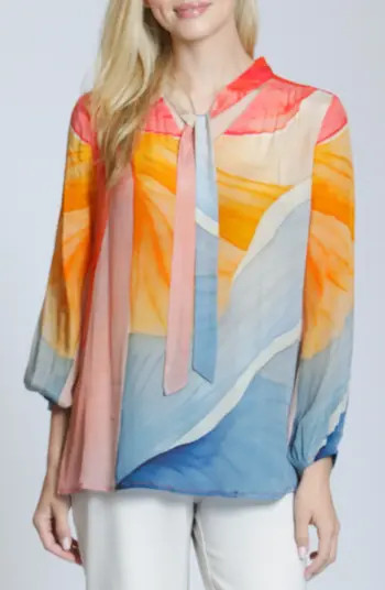 APNY Print Tie Neck Top | Nordstrom | Nordstrom