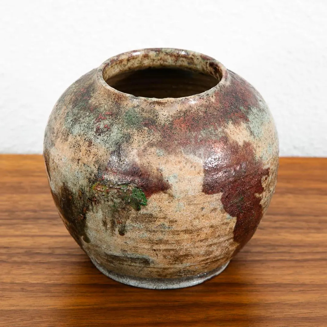 Mid Century Modern Studio Pottery Vase Raku Ceramic Textured Pot Round - Etsy Canada | Etsy (US)