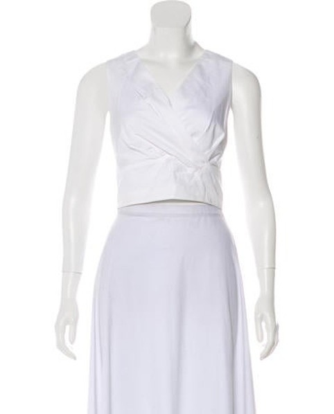 Tibi Sleeveless Crop Top White | The RealReal