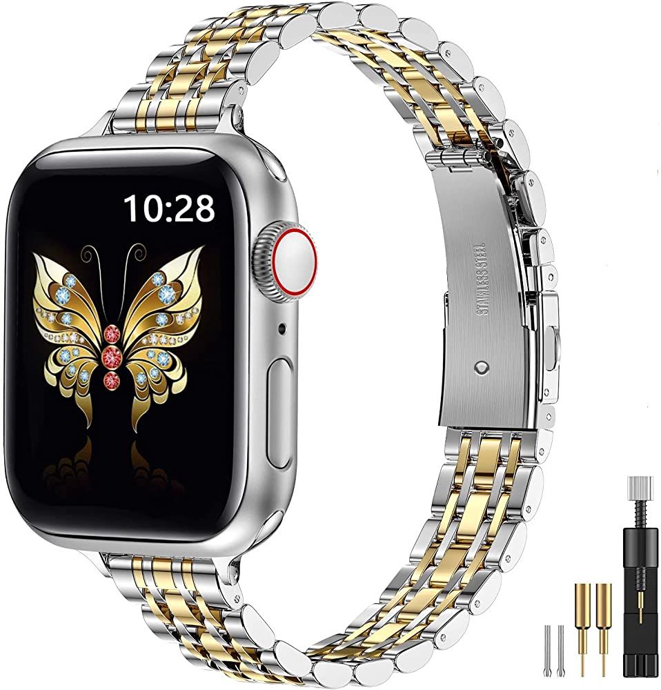 MioHHR Slim Metal Bands Compatible with Apple Watch Band Series 8/7(45mm 41mm),Series SE 6/5/4(40... | Amazon (US)
