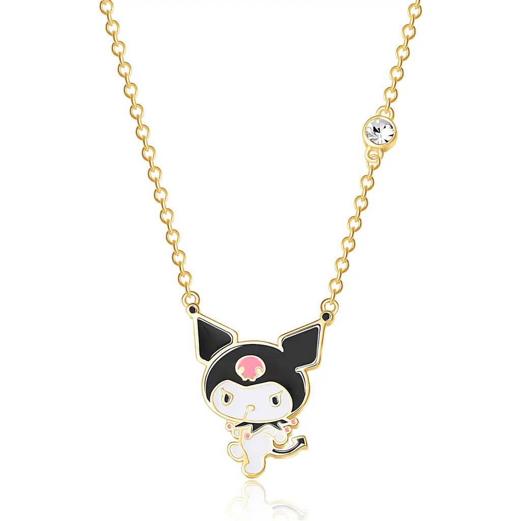 Hello Kitty Crystal Kuromi Necklace - 18'' Chain in Yellow Gold at Nordstrom | Nordstrom