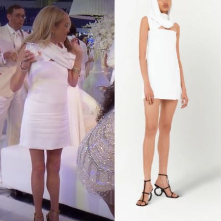 Sutton Stracke’s White Draped Mini Dress at Kyle Richards’ White Party