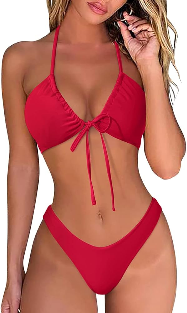 OMKAGI Women Sexy Thong Bikini Swimsuit Set Push Up String Brazilian Bathing Suits | Amazon (US)