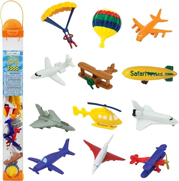 Safari Ltd. In The Sky TOOB - 12 Figurines: Jets, Parachute, Blimp, Planes, Helicopter, and More ... | Amazon (US)