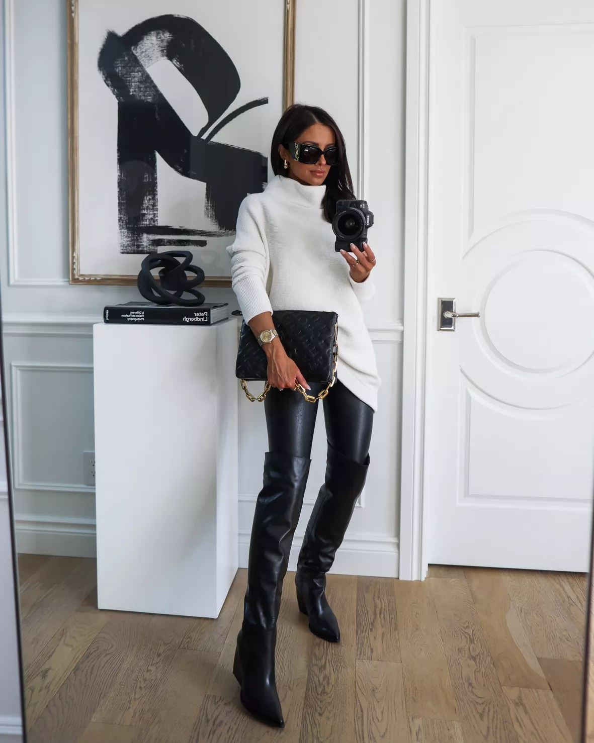 Over The Knee Boots w/Faux Leather Leggings