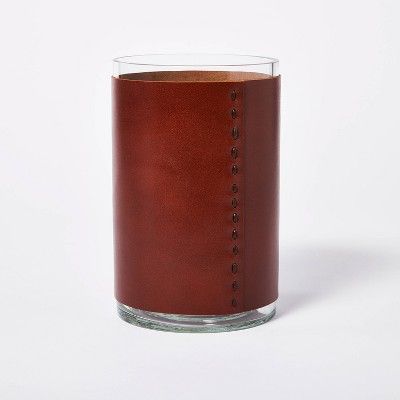 8" x 5" Glass with Leather Vase Brown - Threshold™ designed with Studio McGee | Target