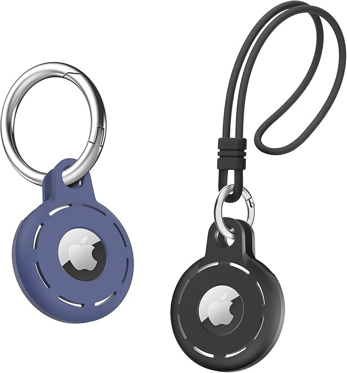 Migeec Compatible with AirTag Case 2 Pack Soft Silicone Case with Keychain and Wrist Strap Anti-S... | Amazon (US)