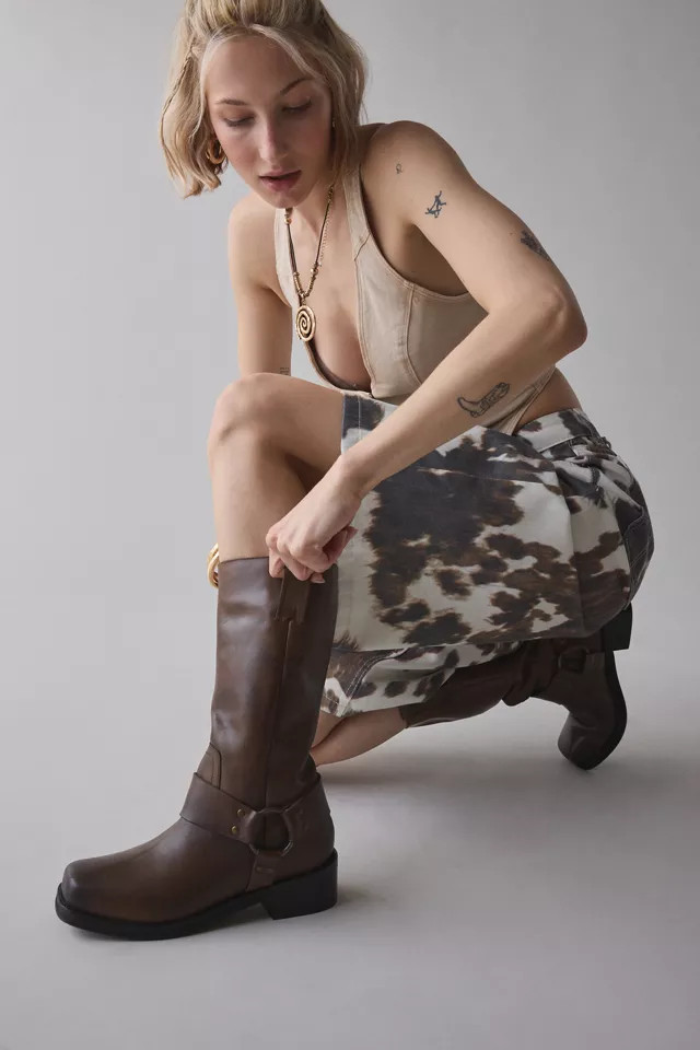 Urban Outfitters UO Moto Harness Boot in Brown Distressed, Women's at Urban Outfitters | Urban Outfitters (US and RoW)
