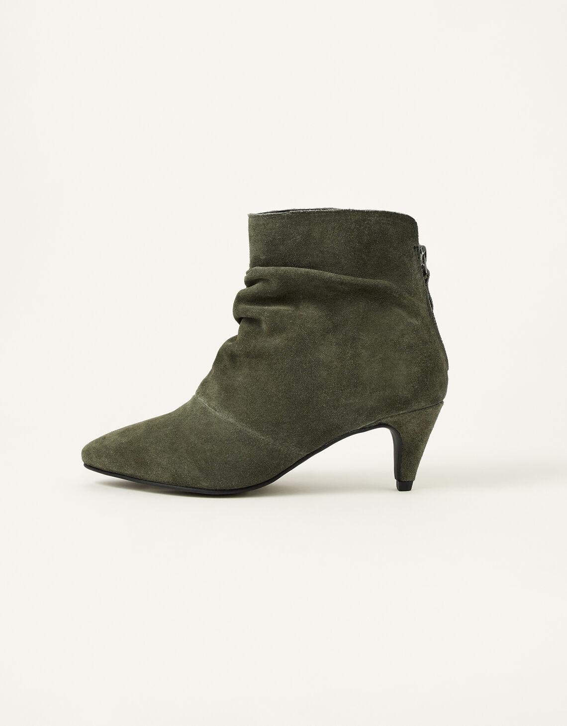 Slouch Suede Kitten Boots Green | Monsoon (UK)