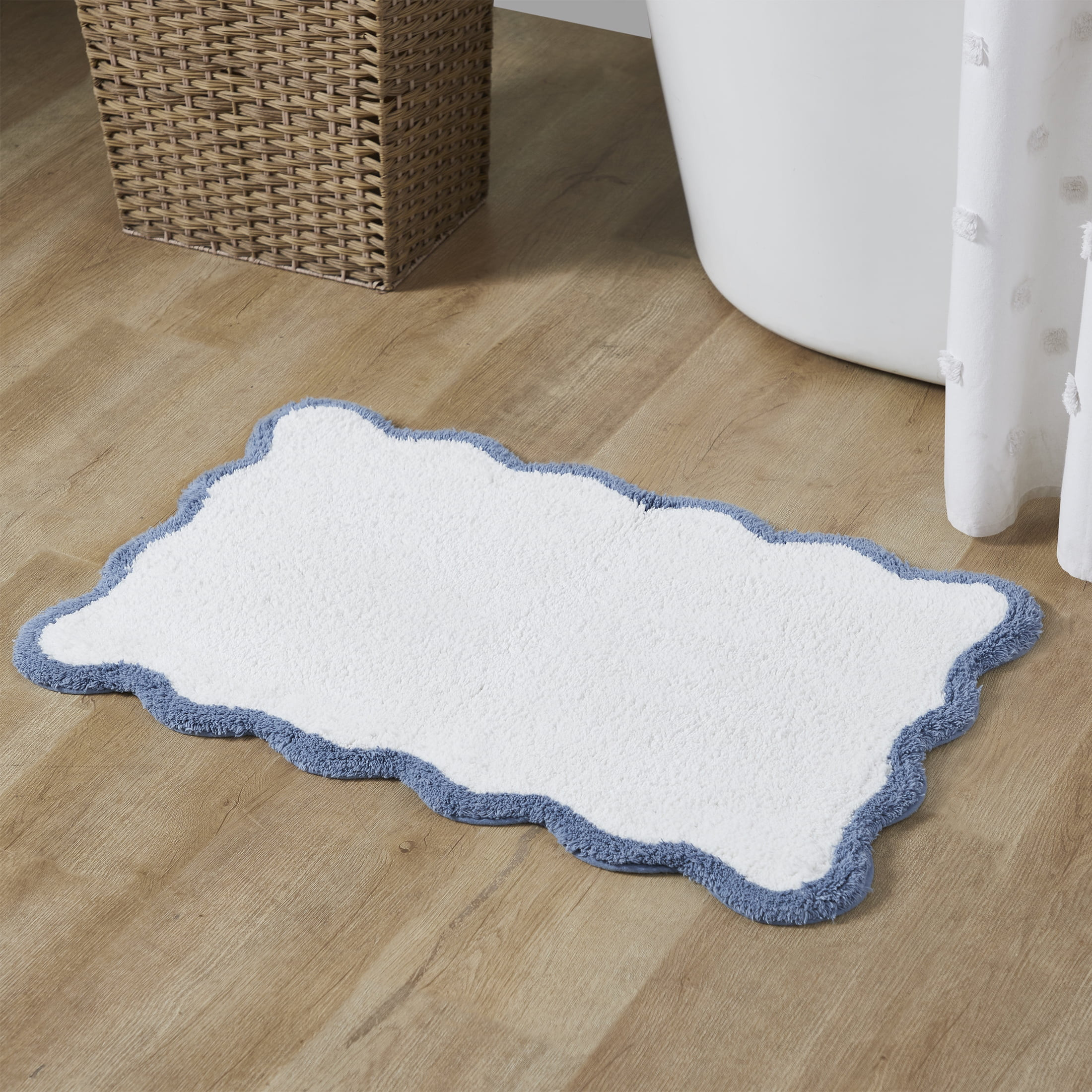 My Texas House Whitney Blue Scallop Cotton Bath Rug, 20" x 32" | Walmart (US)