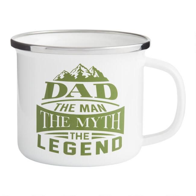 White and Green Dad Legend Enamel Mug | World Market