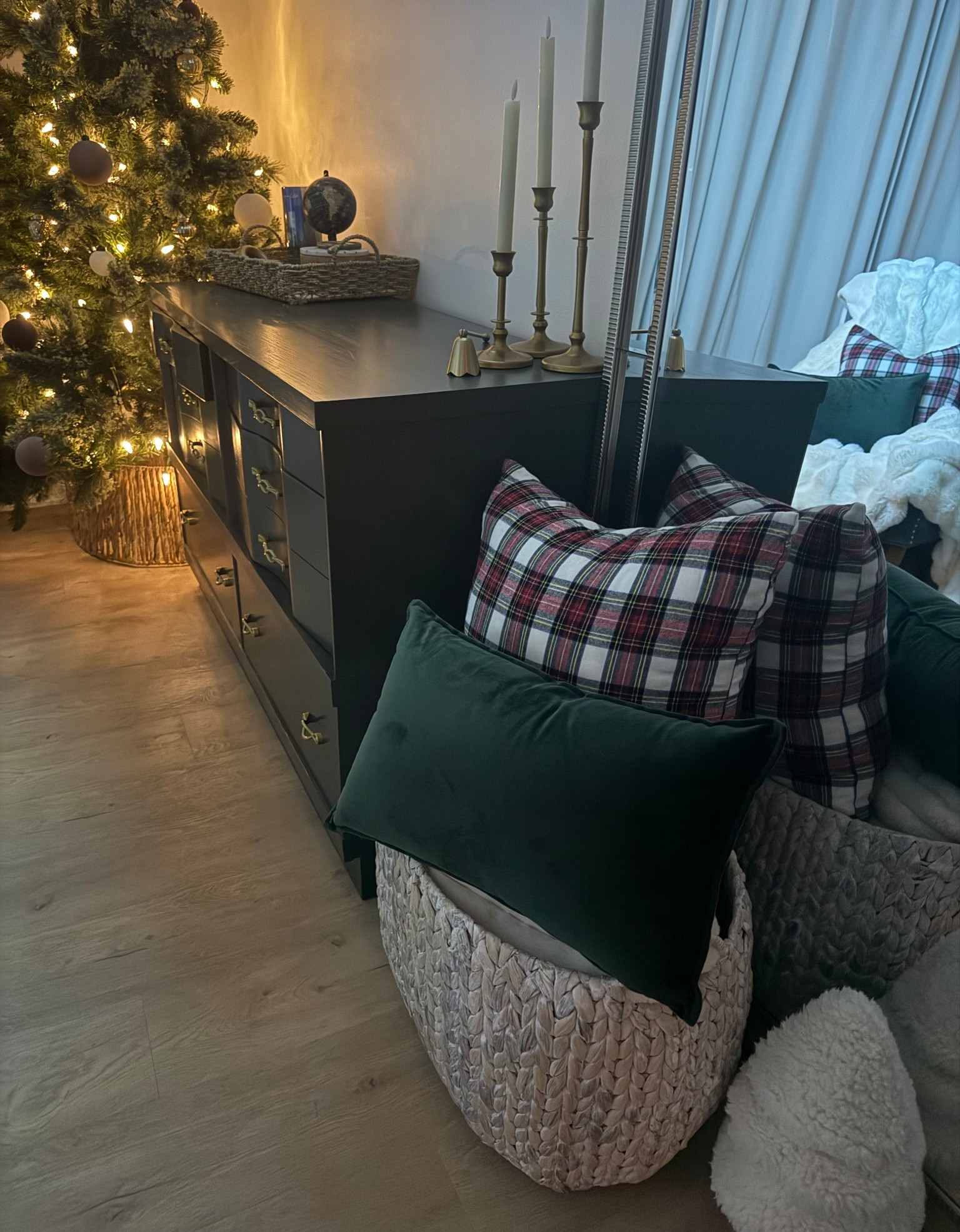 Winter throw pillow covers! Plaid flannel pillow cover, dark green velvet pillow cover! 

#LTKHome #LTKHoliday
