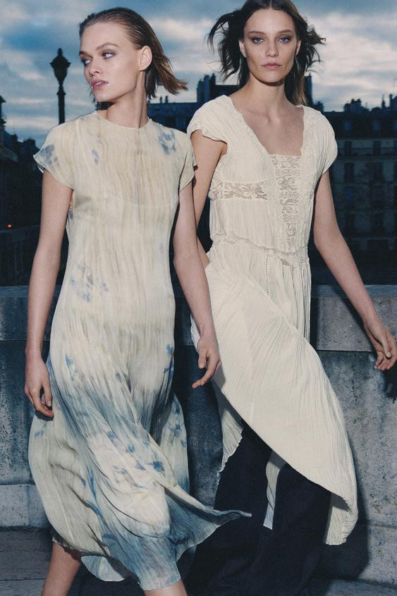 ZW COLLECTION PLEATED LACE DRESS | Zara UK
