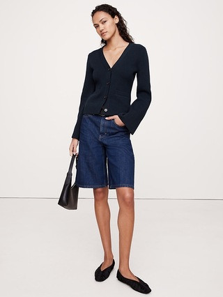 Cotton-Silk Flare-Sleeve Cardigan | Banana Republic (US)