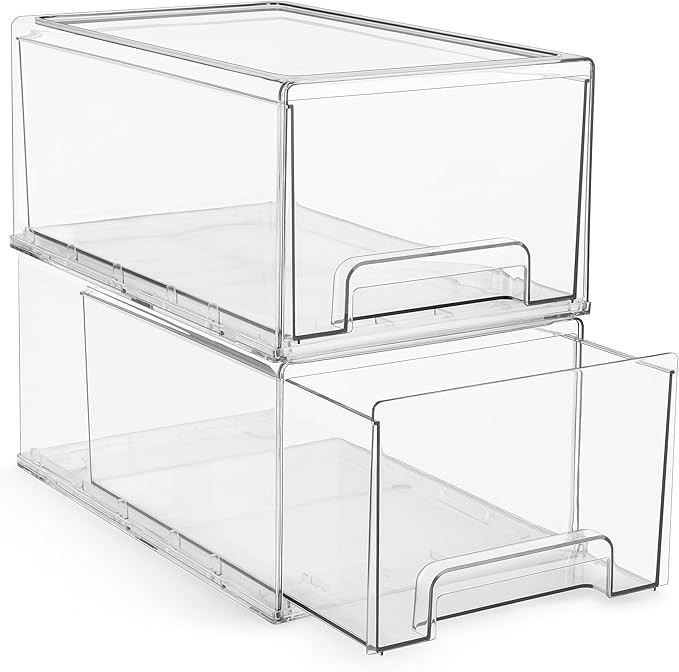 Sorbus Large Clear Stackable Storage Drawers – 2-Pack Plastic Organizer Bins with Handles – S... | Amazon (US)