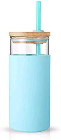 Amazon.com: tronco 20oz Glass Tumbler Glass Water Bottle Straw Silicone Protective Sleeve Bamboo ... | Amazon (US)