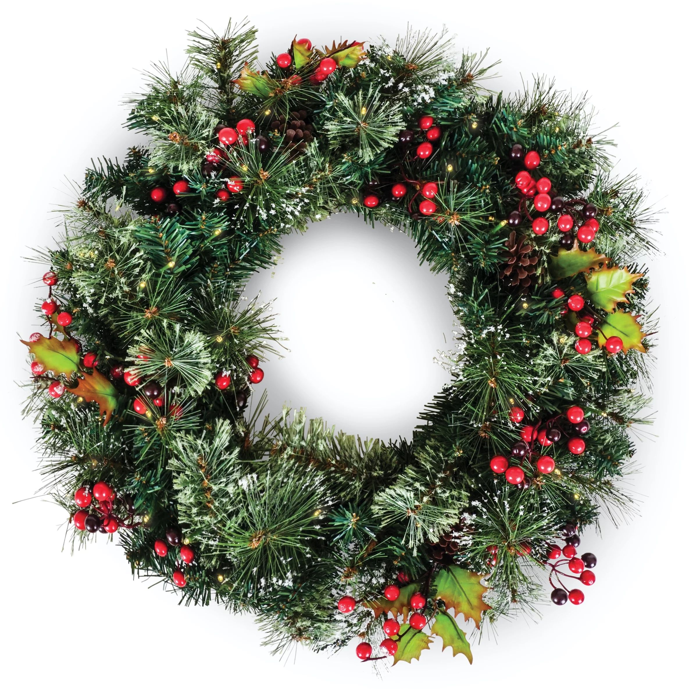 Flexible Flyer 24” Pre-lit Christmas Wreath for Front Door. Outdoor Battery-Operated Evergreen,... | Walmart (US)