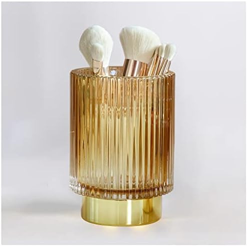 Makeup Brush Holders Organizer for Vanity Countertop, Light Yellow Crystal Cosmetic Makeup Brush Gla | Amazon (US)